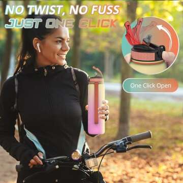 WHIPY 32 oz Water Bottle with Time Marker- Leak-Proof & BPA Free Reusable Gym Water Bottle - Easy to Carry Motivational Water Bottle for Fitness, Sports, Outdoor, Cycling, School & Office (Grey)