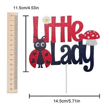 Little Lady Ladybug Happy Birthday Cake Topper - Baby Shower Little Ladybug Spring Bugs Cake Topper - 1st Ladybug Birthday Cake Supplies