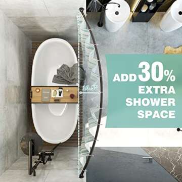 Mcrbeay Curved Shower Curtain Rod, Adjustable 40-72 inches Extra Wide Curved Shower Rods for Bathroo...