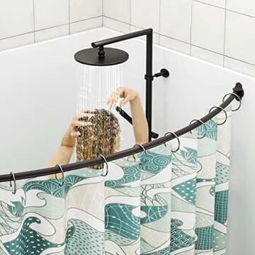 Mcrbeay Curved Shower Curtain Rod, Adjustable 40-72 inches Extra Wide Curved Shower Rods for Bathroom, Rust proof Shower Rod, Stainless Steel Curved Curtain Rod for Shower, Bathtub, Bronze