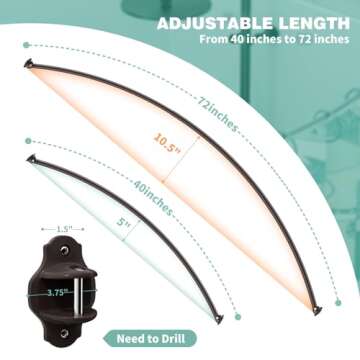 Mcrbeay Curved Shower Curtain Rod, Adjustable 40-72 inches Extra Wide Curved Shower Rods for Bathroom, Rust proof Shower Rod, Stainless Steel Curved Curtain Rod for Shower, Bathtub, Bronze