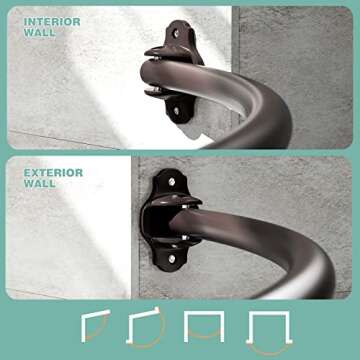 Mcrbeay Curved Shower Curtain Rod, Adjustable 40-72 inches Extra Wide Curved Shower Rods for Bathroom, Rust proof Shower Rod, Stainless Steel Curved Curtain Rod for Shower, Bathtub, Bronze