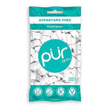 PUR GUM 100% Xylitol Chewing Gum, Cool Mint,Spearrmint,Wintergreen,Pomegranate Mint,Chocolate Mint,Peppermint, Cinnamon + Sugar-Free + Aspartame Free, Vegan + non GMO, 55 Count - Variety Pack of 7