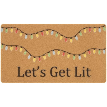 Winter Front Door Mat Outside Entrance, Holiday Doormat Porch Decor, Faux-Coir Seanonal Entryway-Rug...