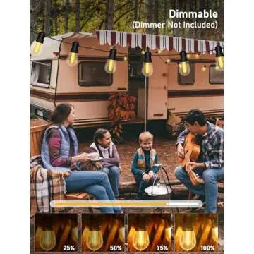 48FT Dimmable Outdoor String Lights for Patios and Gardens