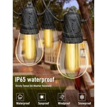 48FT Dimmable Outdoor String Lights for Patios and Gardens