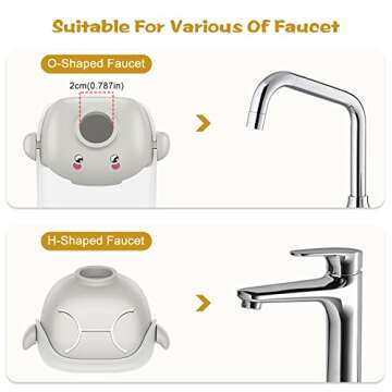 Maliton Faucet Extender for Toddlers, Sink Extender for Kids Hand Washing, Suitable for Bathroom, Kitchen, Bathtub Sink, Fits Most Faucets (2 Pack, Grey)