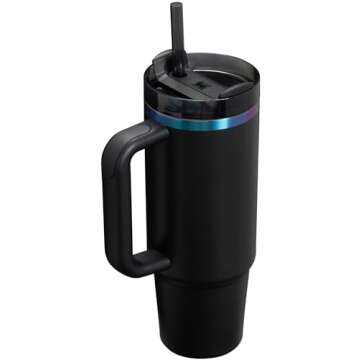 STANLEY Quencher H2.0 Tumbler with Handle & Straw 30 oz Black Chroma | Twist On 3-Way Lid | Cupholde...