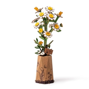 ROBOTIME 3D Puzzle Wooden Chamomile Flower Kit - DIY Craft & Home Decor