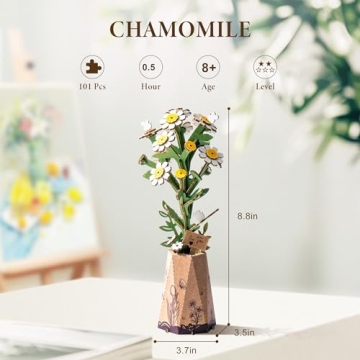 ROBOTIME 3D Wooden Flower Kit - Creative DIY Decor