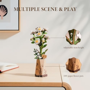 ROBOTIME 3D Wooden Flower Kit - Creative DIY Decor