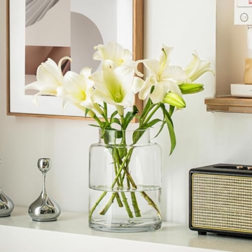 KOIUEYW Clear 9 Inch Flower Vase for Centerpieces