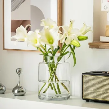 KOIUEYW Clear 9 Inch Flower Vase for Centerpieces