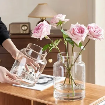 KOIUEYW Clear 9 Inch Flower Vase for Centerpieces