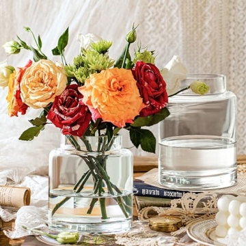 KOIUEYW Clear 9 Inch Flower Vase for Centerpieces