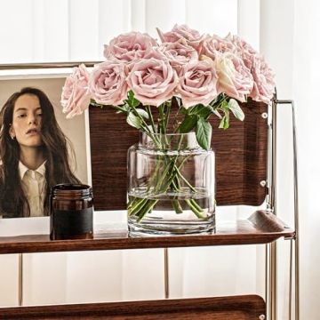 KOIUEYW Clear 9 Inch Flower Vase for Centerpieces