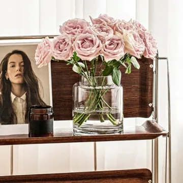 KOIUEYW Clear 9 Inch Flower Vase for Centerpieces