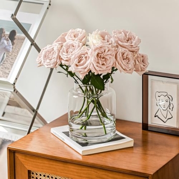 KOIUEYW Clear 9 Inch Flower Vase for Centerpieces