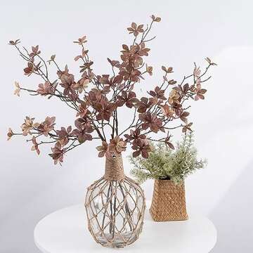 Emivery 6Pcs Fake Fall Greenery Stems, Artificial Fall Leaves Branches Faux Plants Silk Eucalyptus Leaves for Indoor Outdoor Home Table Centerpieces Thanksgiving Decoration