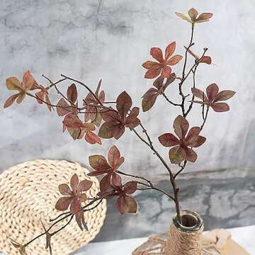 Emivery 6Pcs Fake Fall Greenery Stems, Artificial Fall Leaves Branches Faux Plants Silk Eucalyptus Leaves for Indoor Outdoor Home Table Centerpieces Thanksgiving Decoration