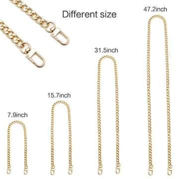 Jepeux 4 Pieces Different Sizes DIY iron flat chain belt, handbag replacement belt, shoulder belt, w...