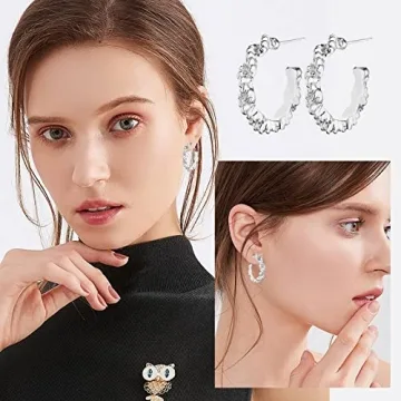 Wgoud Chunky Hoop Earrings Set - Stylish 14K Gold Hoops