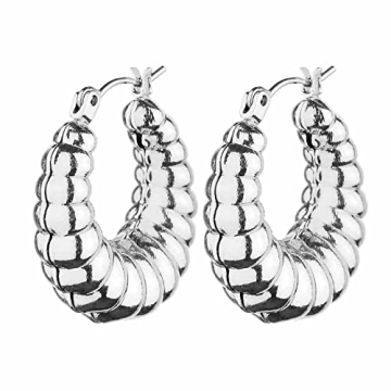 Wgoud Chunky Hoop Earrings Set - Stylish 14K Gold Hoops