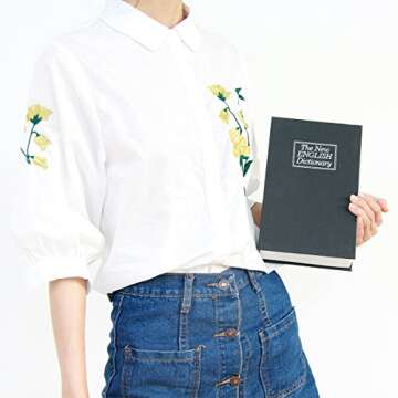 Book Safe with Combination Lock - Jssmst Dictionary Diversion Metal Lock Box for Home Office Code Lock for Money, High Capacity, 9.5 x 6.2 x 2.2 inch, SM-BS0402L, black large