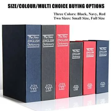 Book Safe with Combination Lock - Jssmst Dictionary Diversion Metal Lock Box for Home Office Code Lock for Money, High Capacity, 9.5 x 6.2 x 2.2 inch, SM-BS0402L, black large