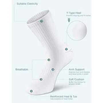 Airacker Athletic Socks Sport Running Calf Socks Performance Cushioned Breathable Crew Socks for Men Women(6 Pairs)