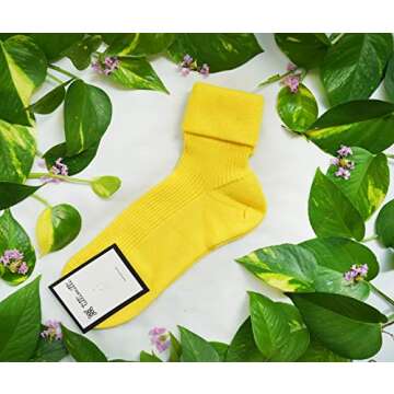 tittimitti 100% Organic Cotton Luxury Women's Socks 1 Pair. Made in Italy. (Mimosa, numeric_8)