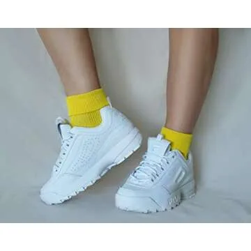 tittimitti 100% Organic Cotton Luxury Women's Socks 1 Pair. Made in Italy. (Mimosa, numeric_8)
