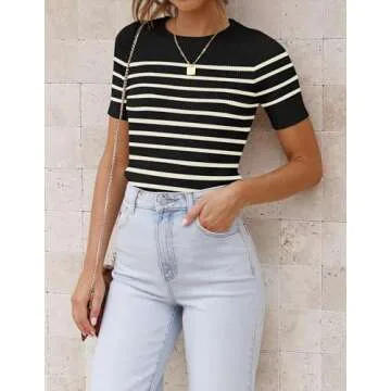 ZESICA Striped T-Shirt for Stylish Everyday Wear