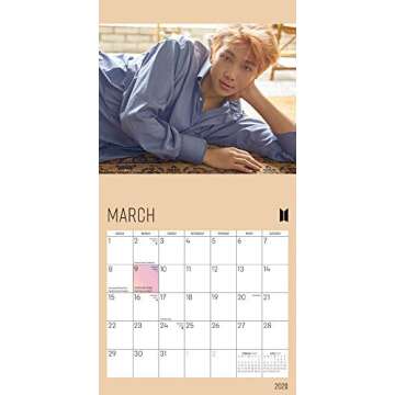 BTS OFFICIAL 2020 7 x 7 Inch Monthly Mini Wall Calendar, K-Pop Bangtan Boys Music