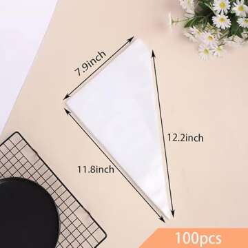 NIKKIER Piping Bags 12 Inch 100pcs - Disposable Pastry Bags For Cookie/Cake Decorating Supplies, Thi...
