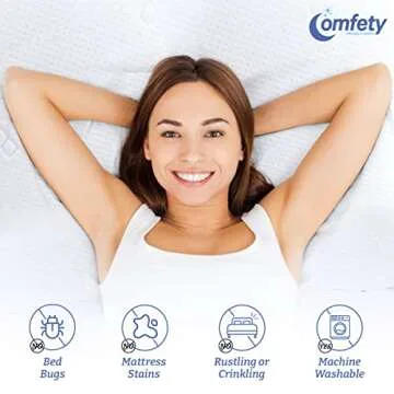 Comfety Full Size Waterproof Mattress Protector - Breathable, Hypoallergenic, Washable, Adjustable, ...