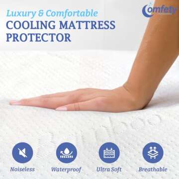 Comfety Full Size Waterproof Mattress Protector - Breathable, Hypoallergenic, Washable, Adjustable, Noiseless