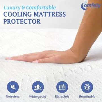 Comfety Full Size Waterproof Mattress Protector - Breathable, Hypoallergenic, Washable, Adjustable, Noiseless
