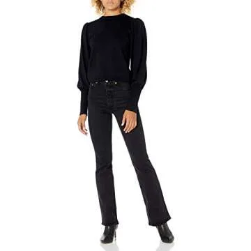 The Drop Women's Balloon-Sleeve Crewneck Sweater, Black 3X