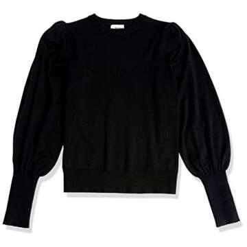 The Drop Women's Balloon-Sleeve Crewneck Sweater, Black 3X