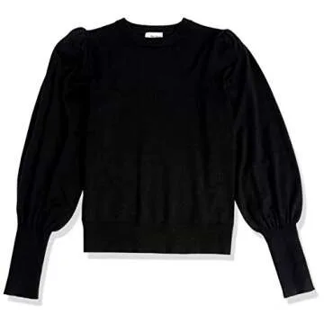 The Drop Women's Balloon-Sleeve Crewneck Sweater, Black 3X
