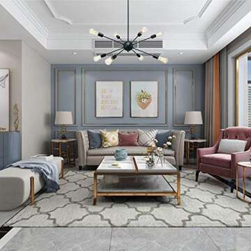 SaiPIS Black Sputnik Chandeliers 8 Lights, Modern Sputnik Flush Mount Ceiling Light Fixture, Industrial Vintage Retro Pendant Hanging Lights for Kitchen Living Room Dining Bedroom Corridor