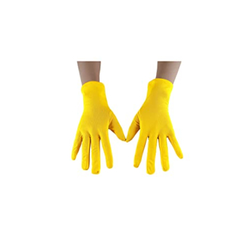 Seeksmile Adult Spandex Gloves Wrist Length Halloween Cosplay Costume Glove (Free Size, Yellow)