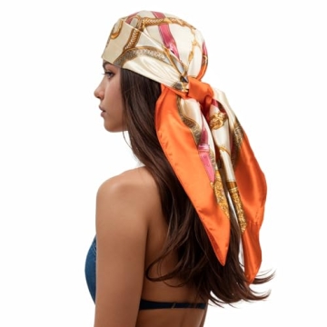 RIIQIICHY Women’s Head Scarf - Luxurious Silk Feel 35" Printed Square Scarf