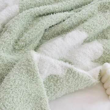 NIDITW Ultra Soft Cozy Green Plants Sunflower Throw Blanket Microfiber Flowers Daisy Knitted Blanket Lightweight Fluffy Fleece Blanket for Home Sofa Couch 50x60 Inches (Light Green)