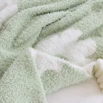 NIDITW Ultra Soft Cozy Green Plants Sunflower Throw Blanket Microfiber Flowers Daisy Knitted Blanket Lightweight Fluffy Fleece Blanket for Home Sofa Couch 50x60 Inches (Light Green)