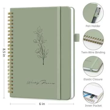 Undated Weekly Planner, Weekly To Do List Notebook with Goal & Habit Tracker Organizer, A5 Weekly Planner Notebook with Spiral Binding, 6.1" x 8.2" - Green