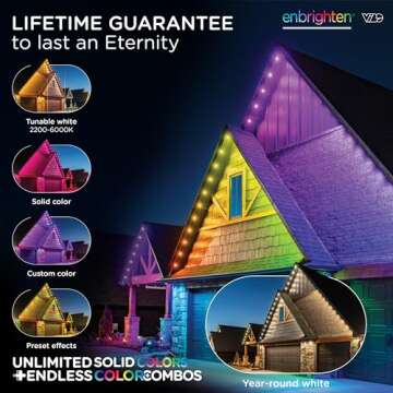 Enbrighten Vibe Eternity Permanent Outdoor Lights, 50ft, 36 RGBWIC LEDs, Smart Everyday Accent Lights, IP67 Waterproof, Works with Alexa, Google Home, White, 81102