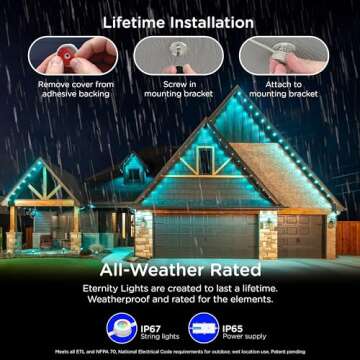 Enbrighten Vibe Eternity Permanent Outdoor Lights, 50ft, 36 RGBWIC LEDs, Smart Everyday Accent Lights, IP67 Waterproof, Works with Alexa, Google Home, White, 81102