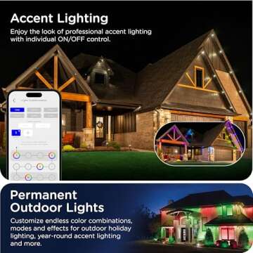 Enbrighten Vibe Eternity Permanent Outdoor Lights, 50ft, 36 RGBWIC LEDs, Smart Everyday Accent Lights, IP67 Waterproof, Works with Alexa, Google Home, White, 81102